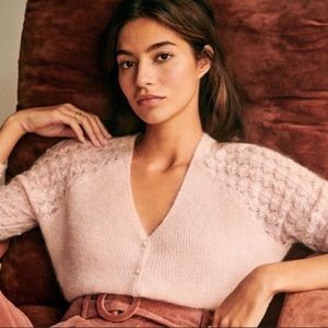 Sezane Garance Jumper Cardigan in Petal